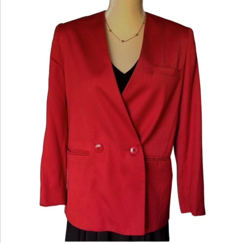 BERT NEWMAN RED BLAZER COAT SIZE 2 PETITE VINTAGE